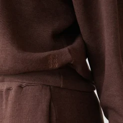 MONROW Teddy Fleece Crew Neck Sweatshirt DARKOAK Fashion